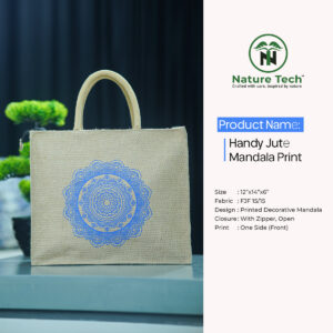 Handy Jute Mandala Print Bag