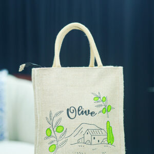 Handy Olive Print Jute Shopping Bag