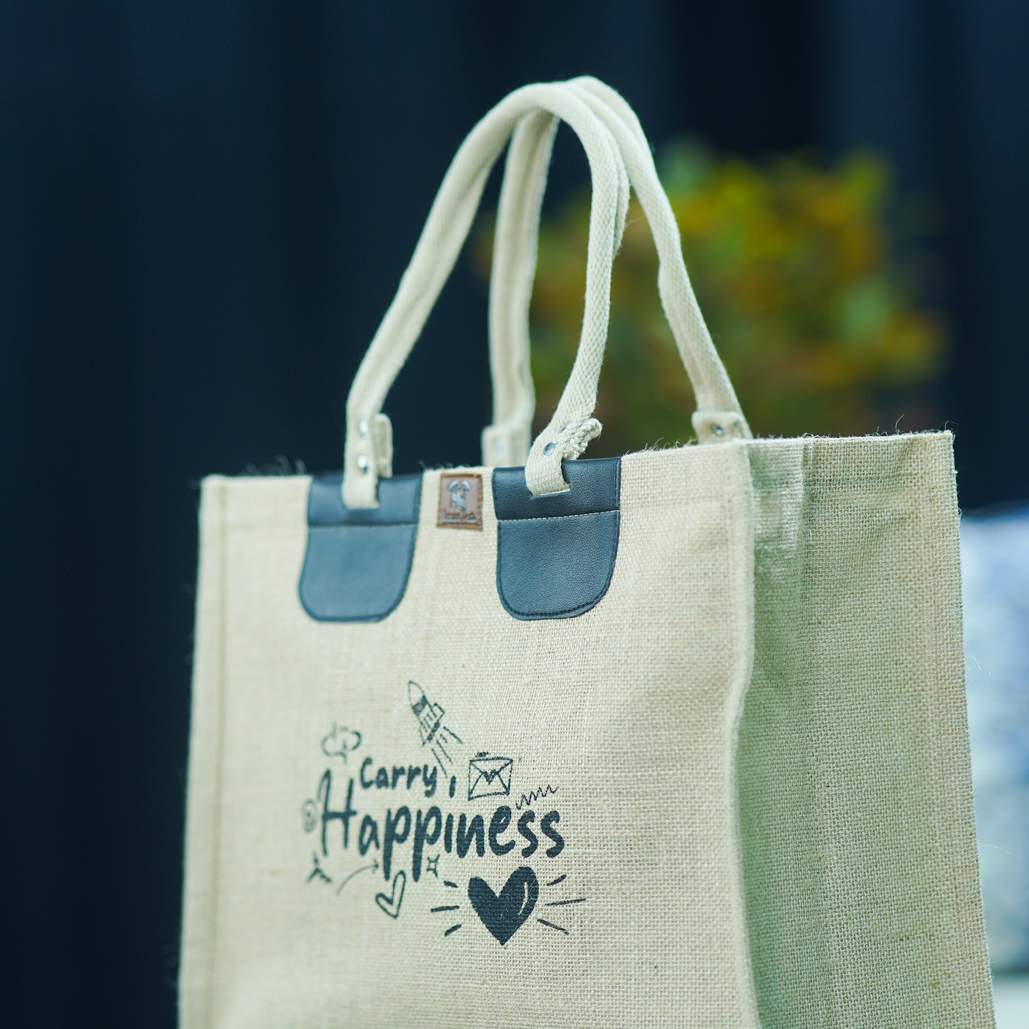 Carry Happiness Large Jute Shopping Bag - Image 6