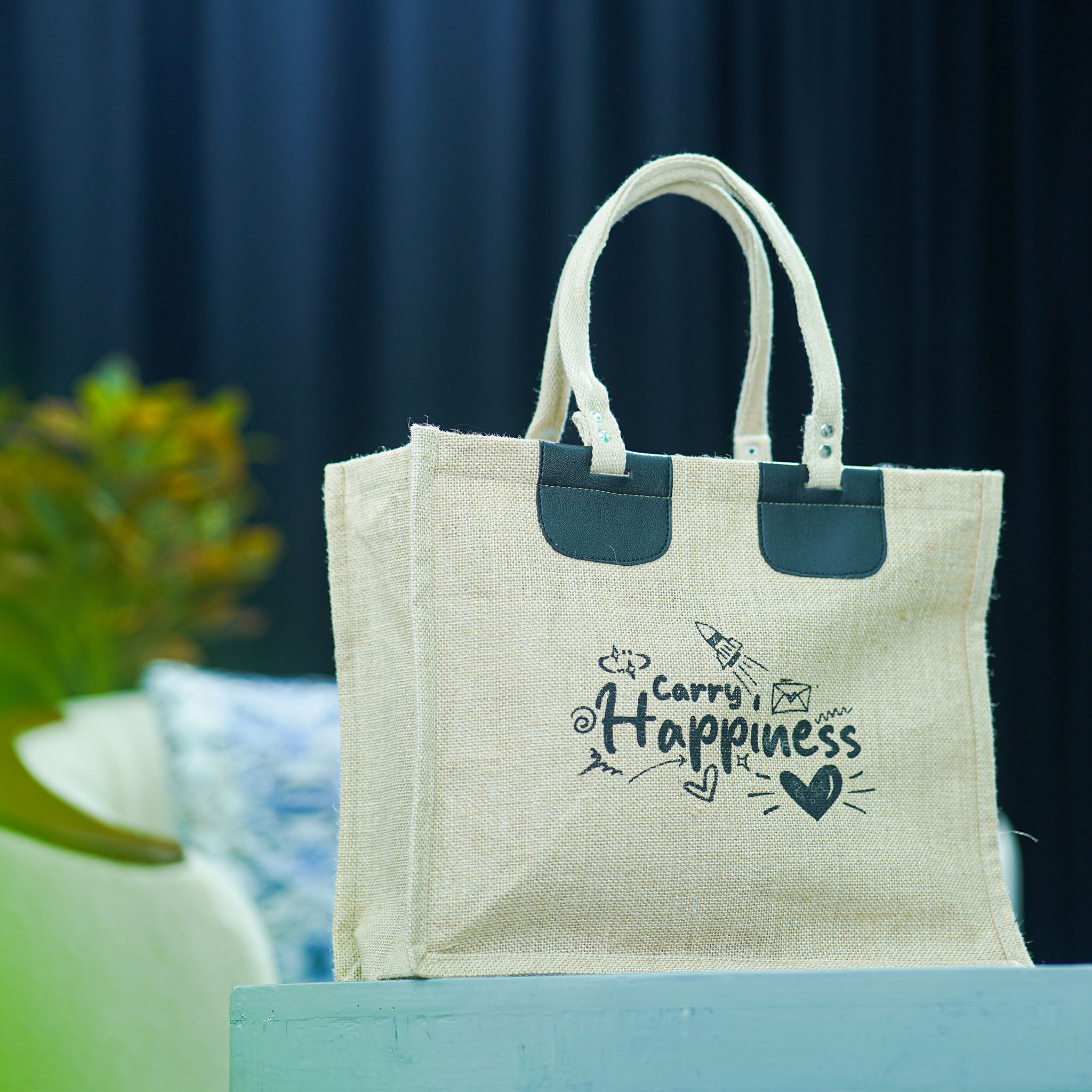 Carry Happiness Large Jute Shopping Bag - Image 7