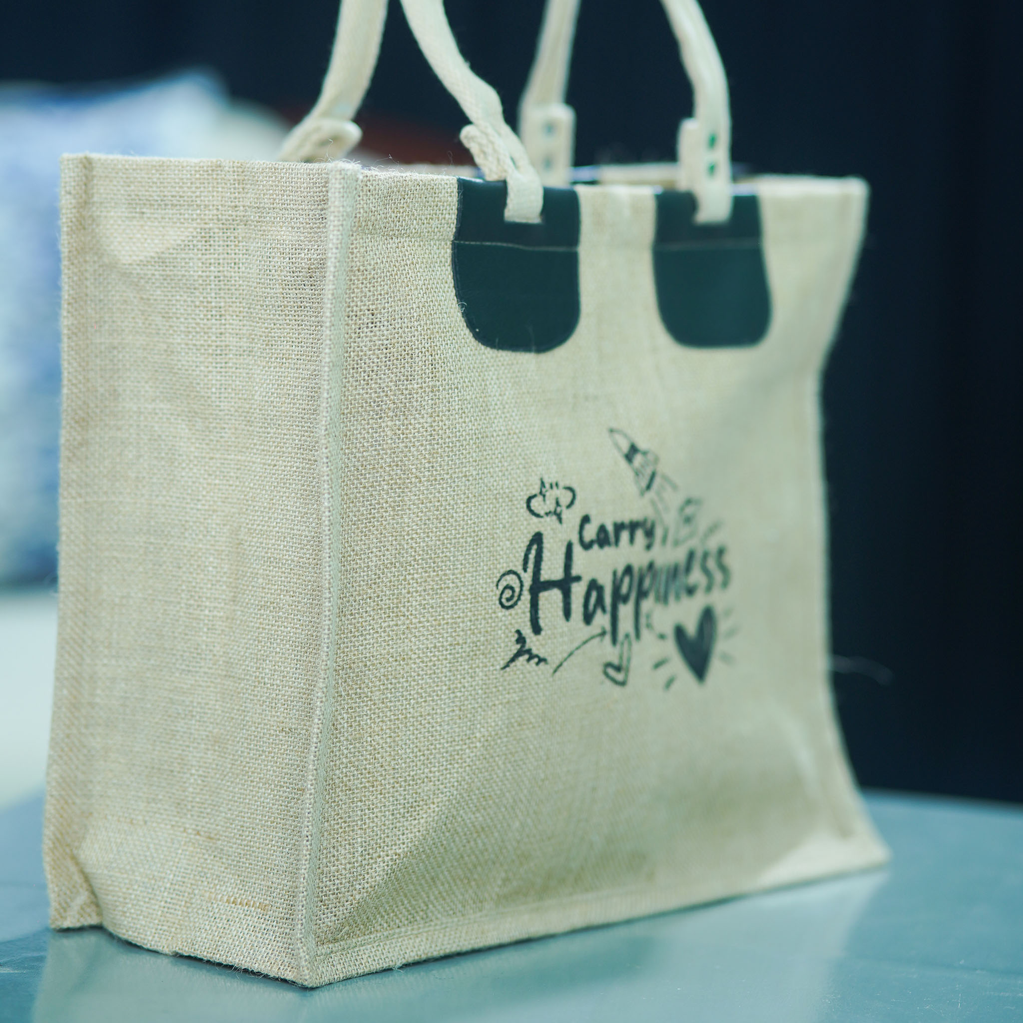 Carry Happiness Large Jute Shopping Bag - Image 8