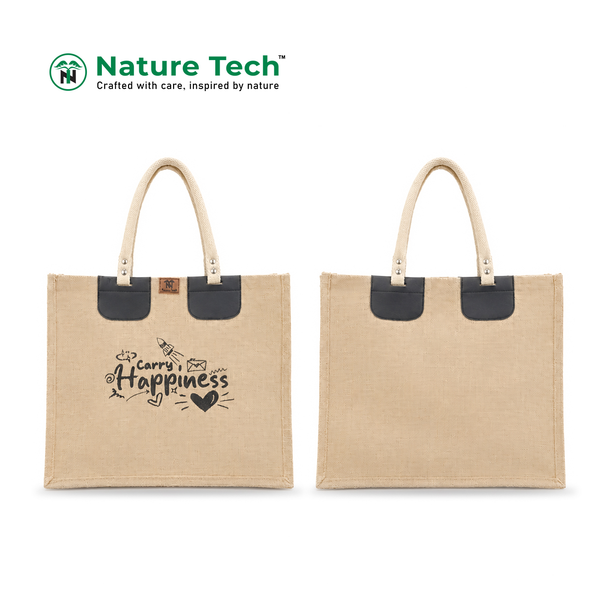 Carry Happiness Large Jute Shopping Bag