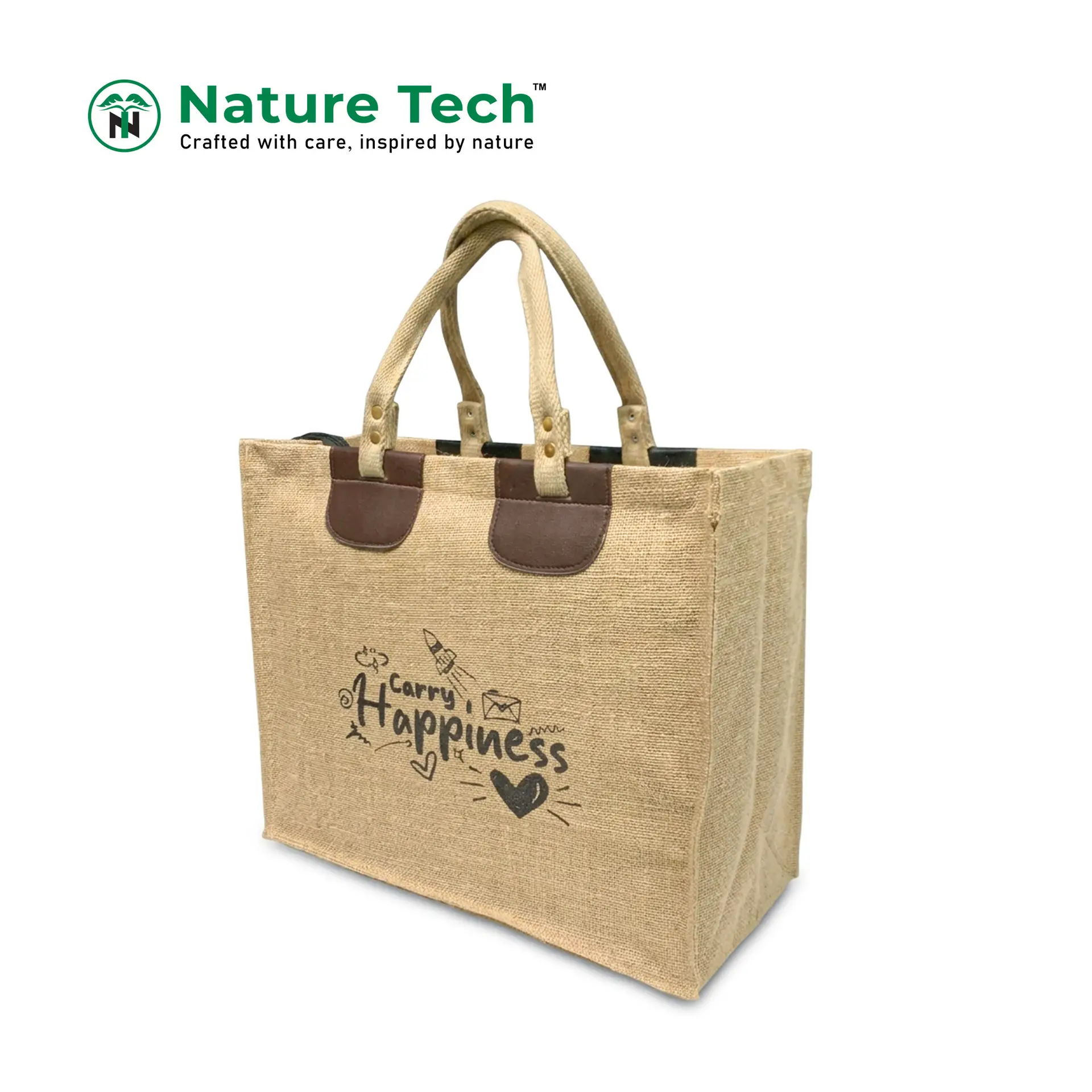Carry Happiness Large Jute Shopping Bag - Image 2