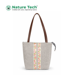 Herringbone Floral Border Shoulder Bag