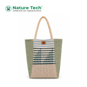 Herringbone Geometric Border Green Shoulder Bag