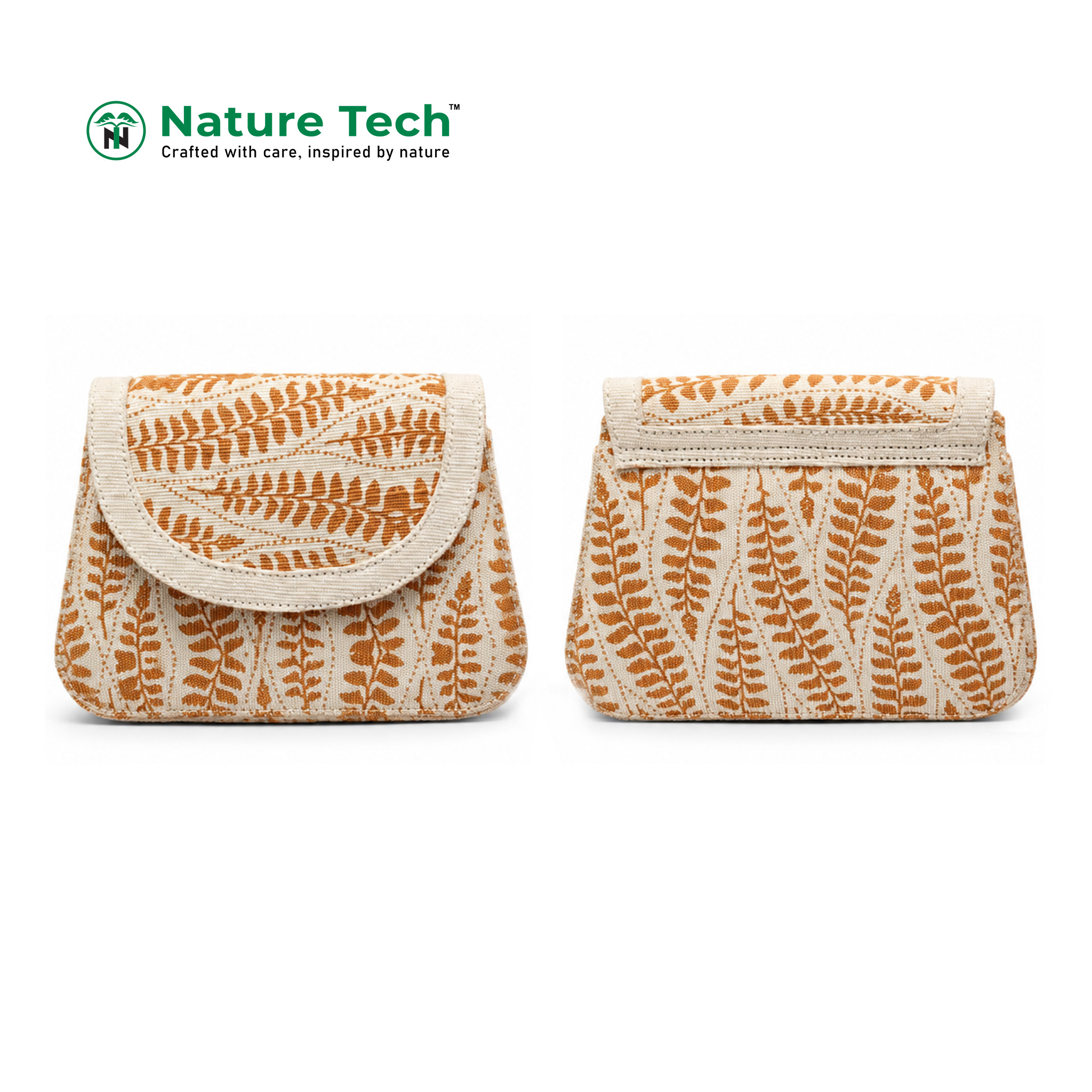 Fern Pattern Woven Jute Ladies Handbag