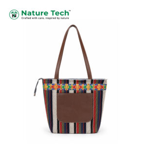 Multi-Stripe Embroidered Herringbone Shoulder Bag