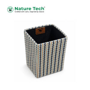 Geometric Pattern Handloom Jute Square Pen Holder