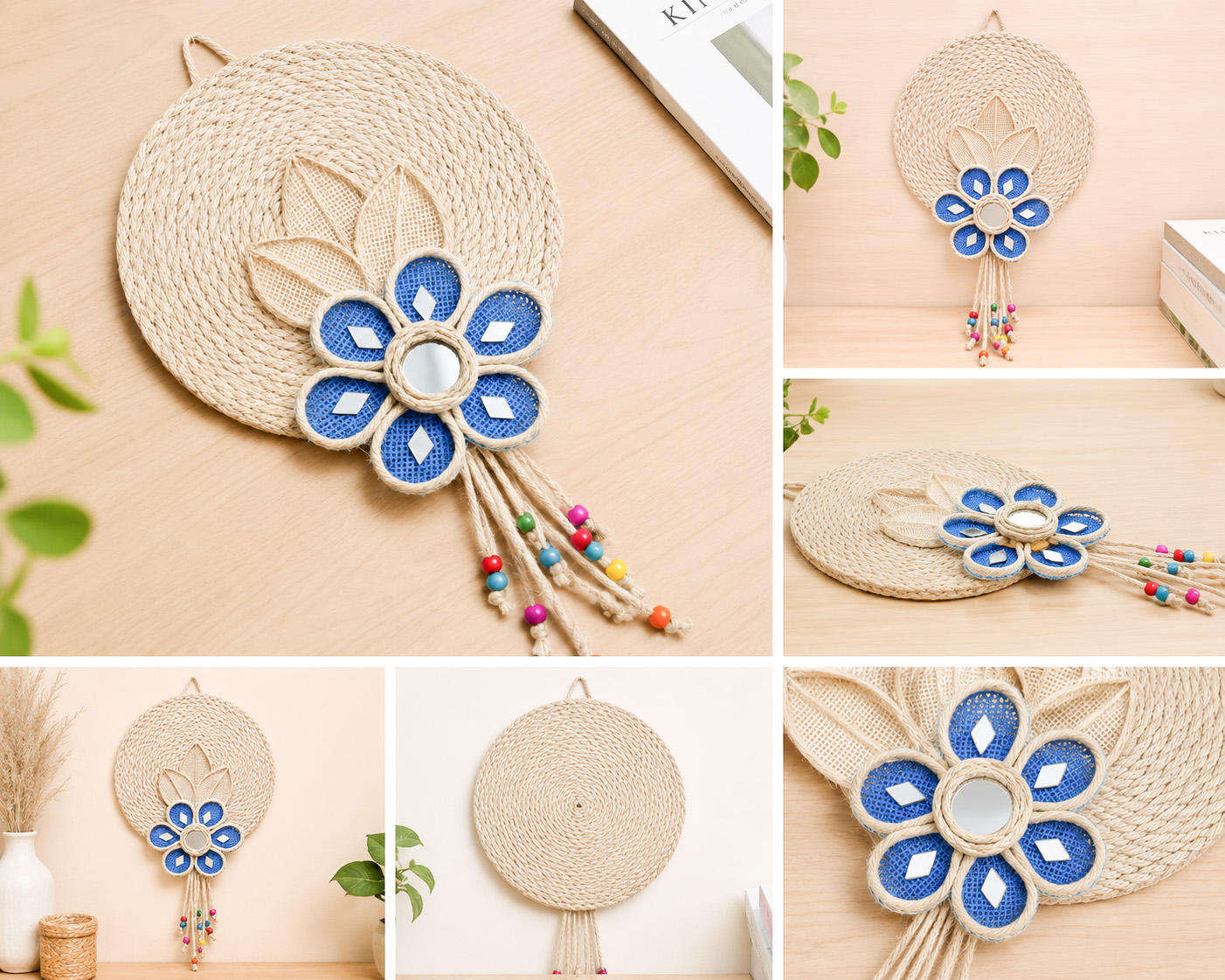 Floral Wheel Handcrafted Jute Wall Hanging - Image 3
