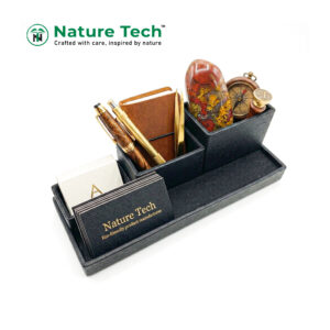 Black PU Leather Desk Organizer Tray