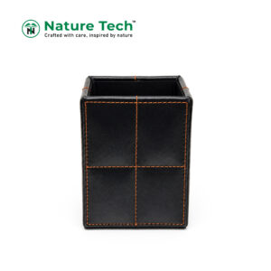 Black PU Leather Pen Holder & Desk Caddy
