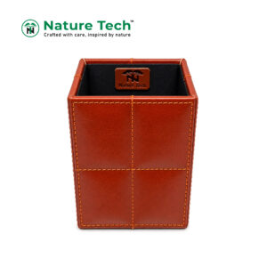 Brown PU Leather Pen Holder & Desk Caddy