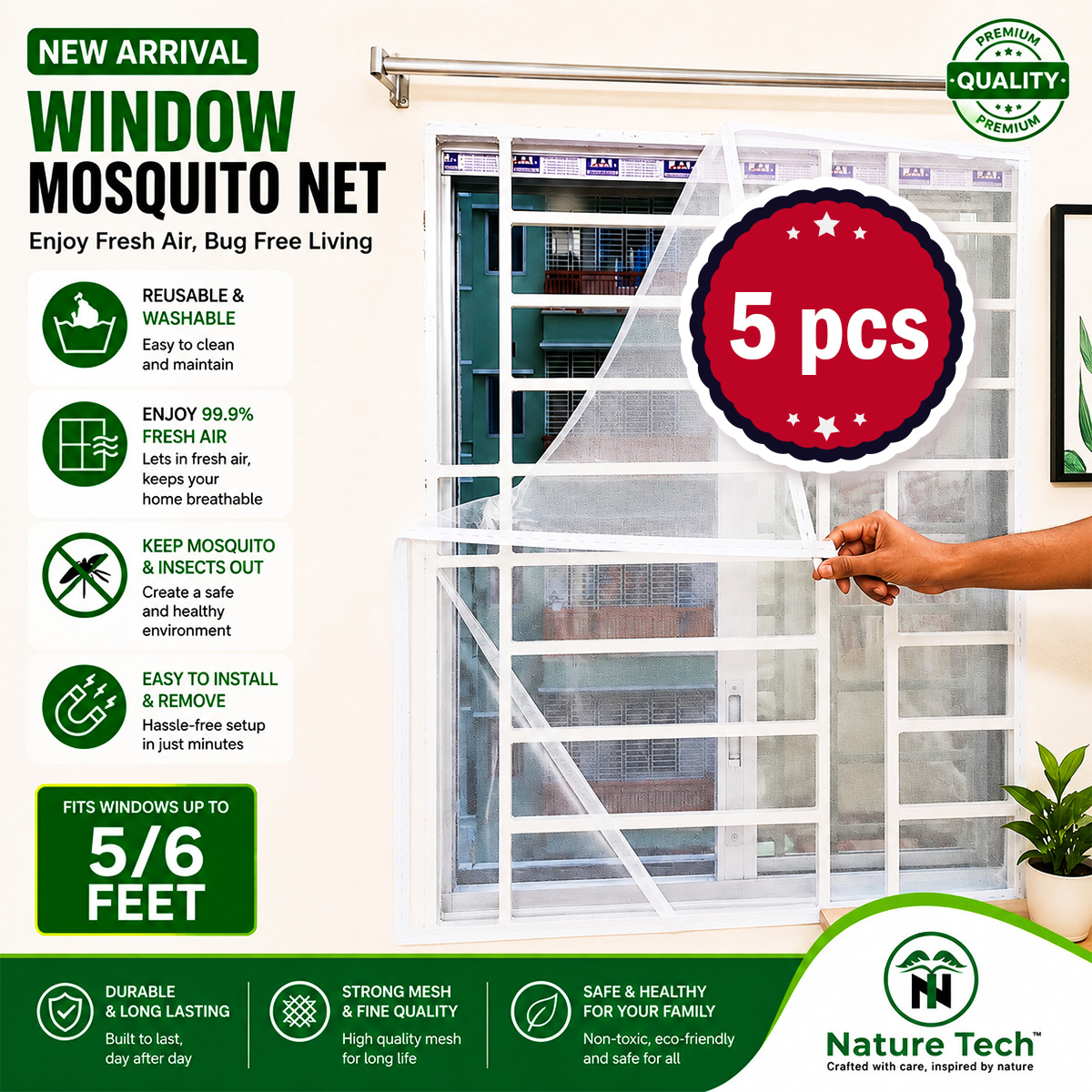 ( 5pcs ) Premium Window Anti Mosquito Net