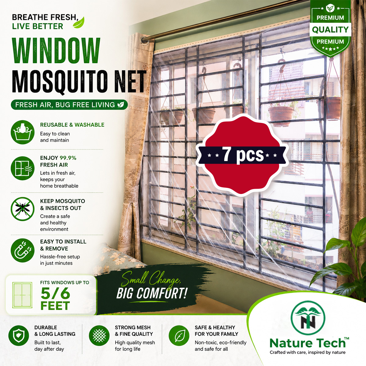 ( 7pcs ) Premium Window Anti Mosquito Net
