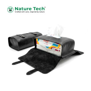 Black Soft Leather Foldable Tissue Box Cover